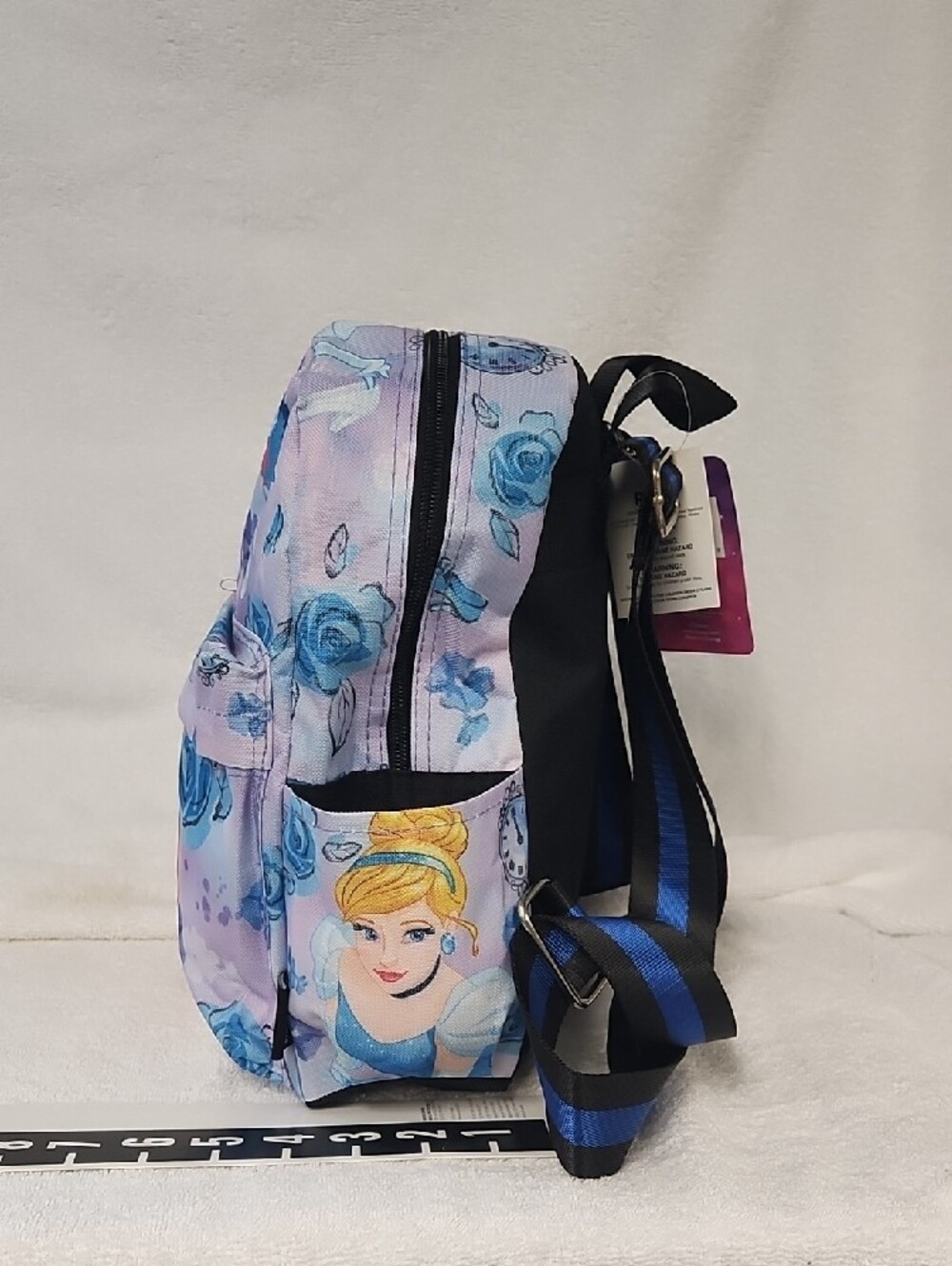 Disney Girls Purple Blue Cinderella Print Kids Backpack - Picture 3 of 6